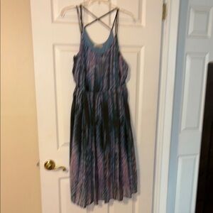 Freebird Blue and Black Ruffled Tiered Midi Sundress